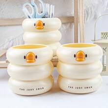 1pc Customizable Cute Duck Design Office/School Supplies Storage Box, Can Customize Text - "Back To School", "School Supplies", "Shop Back To School ", "Classroom"