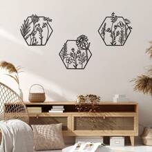 3 piezas de arte de pared con flor de metal, decoración floral, decoración de pared con flor de metal, decoración del hogar con flor de metal, decoración de pared con flor, decoración de pared con flores, regalo de inauguración de la casa