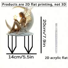 2d 平面非 3d 月亮湾仙女花园标志 - 亚克力花沸景观装饰，适用于庭院和草坪，完美的家居和花园装饰，花卉组合和创意生日礼物。 - 彩色 - 查看 8