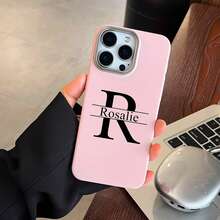 定制姓名首字母大字母手机壳适用于苹果 16 15 4 13 12 11 Pro Max Plus 个性化 DIY 名字防震哑光彩色手机壳,适合女孩和男孩的礼物 - 深灰色 - 查看 5