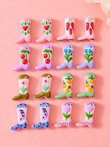 Juego de 1/5/10/20/30/50 piezas de dijes esmaltados pintados a mano de colores múltiples, lindos dijes que incluyen botas, cerezas, chiles, corazones, flores, luna, adecuados para la fabricación de joyas DIY, dijes, collares, aretes, llaveros, regalos para el Día de San Valentín, Día de la Madre