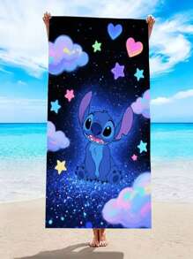 Disney Toalla de playa con diseño de dibujos animados de Stitch, súper suave, de secado rápido y lavable a máquina, para viajes y natación