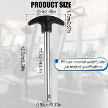 Crescent-Shaped Weight Stack Pin, Pin Tensile 3/8 Inch Diameter 4.4 Inch Locking Space Heavy-Duty Gym Pin Weight Plate Pin Home Gym Exercise Accessories, Black, Silver