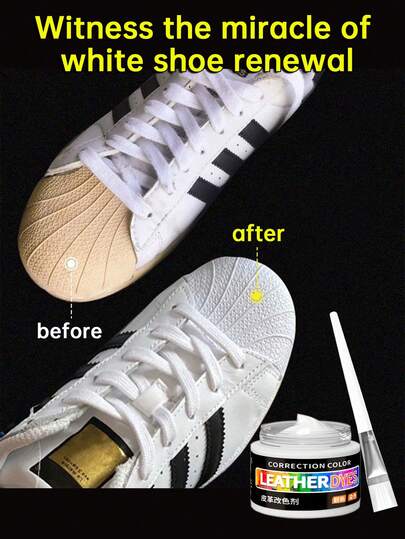 Tinte para reparar color de zapatos blancos, se envía un cepillo de color con esponja de coloración, reparación de color amarillo en los laterales de los zapatos blancos, crema reparadora de color tipo untura, cubre las marcas negras laterales con el amarillento, repara el desgaste del de la punta, no se pierde fácilmente el color