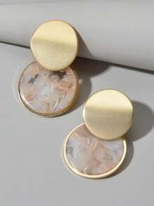 1 对时尚亚克力圆形吊坠耳环，适合女性夏季休闲或聚会佩戴