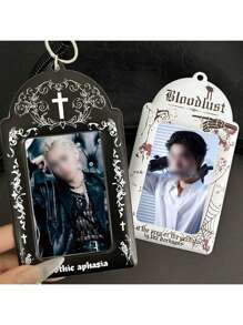 1pc Cross Dark Horror Gothic Style Card Holder, 3 To 3.5 Inch Small Card Storage Card Holder, Suitable For Anime Peripheral Small Card Star Album Small Card Student ID Storage Protection Back To School