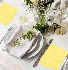50 Pieces 3-Ply Light Yellow Napkins Disposable Folded 5 X 5 Inches Cocktail Napkins Paper Napkins For Dinner Wedding Birthday Party Yellow Dessert Napkins - 黃色 - 查看 8