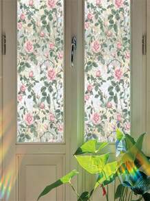 1Roll Rainbow Window Privacy Film Decorative Stained Glass Diamond Pattern Window Sticker With Iridescent Tint Non-Adhesive Static Cling For Home Office Bathroom