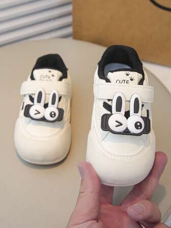 1 Pair Baby Toddler Rubber-Sole Cartoon Pattern Sneakers, Casual & Cute Design Suitable For Spring/Autumn 0-3 Years Old