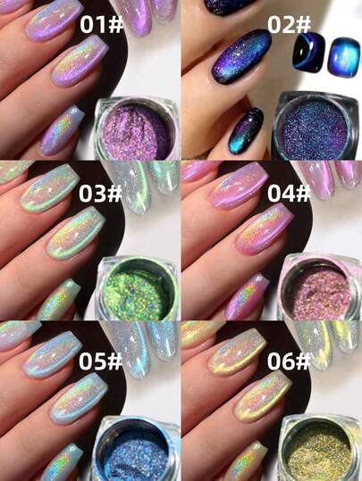 1 件猫眼镀铬指甲粉，变色龙磁力粉，9D 猫眼效果，镜面效果颜料粉，颜色变化，彩虹色。非常适合女士美甲设计、美甲 DIY 或节日礼物
