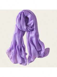 1pc Women's Soft Solid Color Pearl Luster Headscarf, Fashionable High-End Exquisite Matching For All Seasons, Outdoor Decoration, Daily Travel Plain Sun Protection Scarf, Ladies' Elegant Quality Shawl, Long Scarf