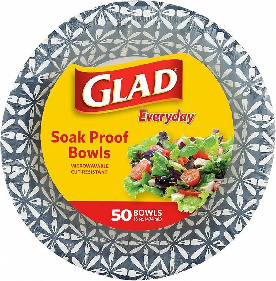- Cuencos de sopa desechables para alimentos calientes, resistentes a los cortes, cuencos de papel aptos para microondas con diseño de hojas de palma tropicales, para fiestas, chile, - Azul Mosaic - Ver 1