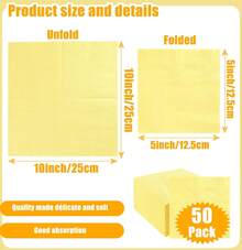 50 Pieces 3-Ply Light Yellow Napkins Disposable Folded 5 X 5 Inches Cocktail Napkins Paper Napkins For Dinner Wedding Birthday Party Yellow Dessert Napkins - 黃色 - 查看 2