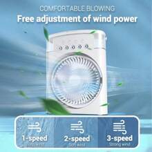 Raffrescatore d'aria portatile, ventilatore condizionatore d'aria portatile, mini raffrescatore evaporativo con luce LED colorata, timer da 1/2/3 ore, 3 velocità del vento e 3 modalità di nebulizzazione per la tua scrivania, comodino o tavolino da caffè