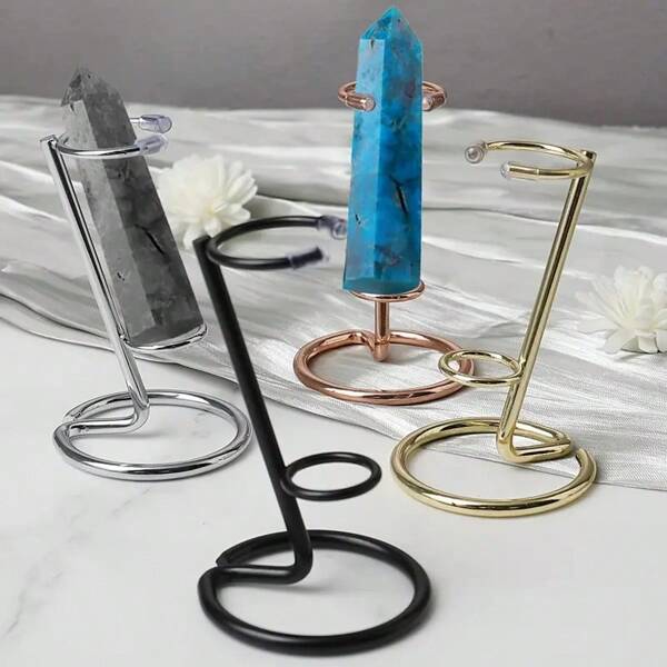 [Creative Crystal Display Stand] 1pc Elegant Crystal Stand | Metal Ball Base, Various Colors For Displaying Crystals, Office, Home, Restaurant Decor, Creative Gift - Perfect For Showcasing Your Crystals