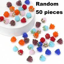 2/5/10/50pcs Handmade Plump Raspberry Glass Beads, 7 Vibrant Colors - Ideal For DIY Jewelry Making, Bracelets, Necklaces And Earrings - Realistic Fruit Design With Green Leaves