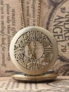 New Hollow Floral Rabbit Playing Card Vintage Pocket Watch Chain, Upgraded Version Gift For Friends