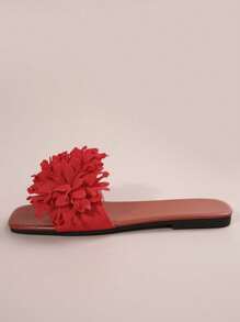 法式精致花卉系带平底凉鞋，夏季新款露趾舒适一脚蹬，适合约会、日常穿着、居家、休闲、海滩