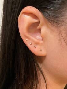 4 pares de pendientes con piedras de circonita clara redondas de acero inoxidable para mujeres y niñas, set de pendientes de bola pequeña de moda para cartílago, trágus y daith, regalo de joyería