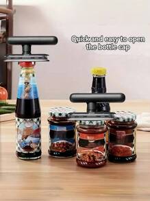 1pc Multi-Function Bottle Opener, Household Kitchen Tool, Non-Slip Jar Lid Remover, Effortless Opener