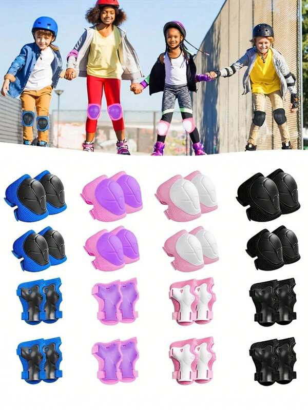 6 Stücke Outdoor Sport Schutzausrüstungs-Set für Kinder im Alter von 3-9 Jahren, beinhaltet Handschützer, Kniepolster und Ellenbogenschoner. Perfektes Geschenk, um Spaß beim Fahrradfahren, Laufrad, Skateboarden, Klettern und Skifahren hinzuzufügen - ideal für Kindertag und Weihnachten