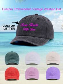 1pc,Unisex,With Love Hat, Personalized Embroidered Hat,Back To School,Custom Hat With Name, Bachelorette Party Hat,Bachelorette Party Hats Custom Embroidered Dad Cap Bachelor Party Gift Dad Hat Business Merch Bridesmaids' Favorite