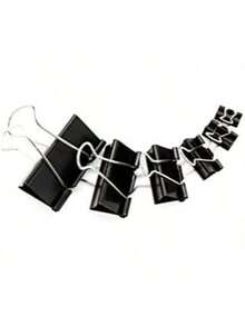 12pcs Black Binder Clips, Creative Stationery Clips For Office, Students, Tea Bags, Assorted Sizes To Meet Different Needs - Multicolor - View 7