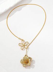 1 colar com pingente floral vazado e metal para mulheres, ideal para uso diário, férias, casual, encontros, pode ser um presente para mãe ou esposa