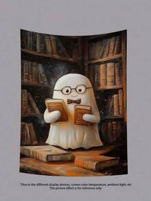 万圣节鬼魂挂毯系列南瓜灯黑暗城堡趣味鬼魂阅读万圣节横幅南瓜装饰秋季装饰挂毯墙艺术家居装饰