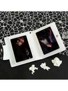 1 peça de álbum de fotos com estampa de castelo em estilo clássico europeu preto, livro de fotos K-Pop, fichário de cartões fotográficos de material PU de 3-3,5 pol., armazenamento para troca de cartões de coleção de estudantes