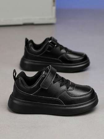 Black - Versatile Comfortable Casual Shoes, 1 Pair Lightweight, Casual Sports Shoes For Outdoor Recreation, Easy Hook-And-Loop For Teen, Suitable For All Seasons