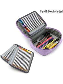 Sanrio Trousse à crayons à fermeture éclair grande capacité avec motif imprimé Lettre Hello chat - Étui à crayons multifonctionnel avec 72 fentes, étui à crayons de couleur portable avec 2 housses amovibles, trousse, sac scolaire, fournitures scolaires, rentrée scolaire