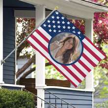 1 件可定制的个性化旗帜，带有照片和文字，适用于生日、婚礼、万圣节、圣诞节、派对、父亲节/母亲节、家居装饰、卧室美学、墙壁艺术轻量级定制，适用于毕业典礼、婚礼、乔迁茶室、卧室、客厅、定制挂毯、定制挂毯，适用于周年纪念、毕业典礼、乔迁、婚礼、生日沙发、床、汽车、茶室、卧室、客厅 - 藍色美國國旗 - 查看 9