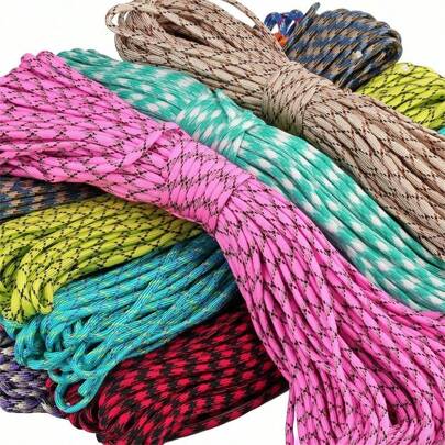 10/50/100 Meters/Pack Multicolor 7-Strand Camouflage Paracord, Outdoor Tent Emergency Survival Rope, Multi-Functional Rescue, Climbing, Bracelet Weaving, Hanging, Camping, Picnic, Clothesline, Pet Leash, DIY Rope