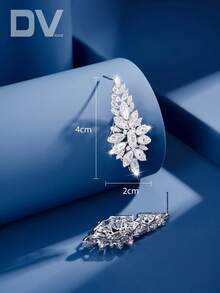 DV JEWELRY 1 Cặp bông tai mặt dây chuyền Cubic Zirconia mạ bạch kim, Quà tặng trang sức sang trọng cho phụ nữ dự tiệc, đám cưới, kỷ niệm, có hộp quà tặng - Bạc - Xem 5