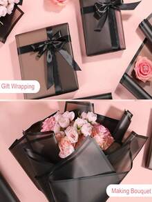 20 szt. papieru do pakowania kwiatów, papier do pakowania bukietów w stylu koreańskim, ręcznie robione opakowania na prezenty, dekoracyjny materiał kwiatowy, 23 x 23 cale, papier do pakowania, bibułka, akcesoria do bukietów, różowy papier bibułkowy, nadaje się do torebek i opakowań prezentowych, wielokolorowy papier do pakowania prezentów, papier do pakowania prezentów walentynkowych, papier artystyczny na urodziny, Wielkanoc, Dzień Matki, ukończenie szkoły, opakowania na prezenty, rękodzieło, wianek z frędzlami (przezroczysty czarny) na Dzień Matki, ukończenie szkoły