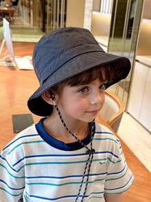 Kids Bucket Hat, Quick-Dry Outdoor Sun Hat, Adjustable Drawstring, Portable, Suitable For School Sports, Outdoor Activities, Daily Wear, Black - Black - View 5