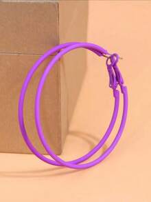 1 paire de boucles d'oreilles élégantes en forme de créoles minimalistes à la mode, de couleur blanche fluorescente et multicolore bonbon, pour femmes - Blanc - Voir 14