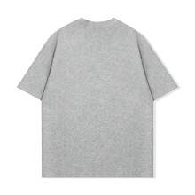 Summer Men's Cotton Printed Short Sleeve Round Neck T-Shirt, 2025 New DIY Short Sleeve- Silhouette Of A Man Carrying A Surfboard, With The Text 'an Ocean Breeze Puts A Mind Of Ind Of Ease' - 灰色 - 查看 3