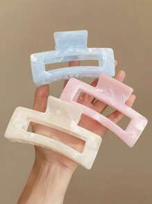 3 pezzi Fermagli per capelli quadrati da donna da 4 pollici, in sfumature di rosa, bianco e blu, di alta qualità, eleganti, semplici e versatili, accessori per capelli estivi adatti per uso quotidiano, casual, feste, lavoro, vacanze, lavaggio del viso, trucco, abbinamento degli outfit, scuola, università
