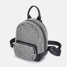 闪亮迷你背包/亮片包，派对包，小众迷你包，新款时尚单肩包，个性化背包，水钻包，镶满水钻的派对包，有趣的女士情人节礼物 - 銀色 - 查看 7