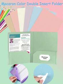 1pc Macaron Color Dual Pocket File Folder, Student Test Paper/Document Organizer, Business Office File Organizer,Back To School,School Supplies