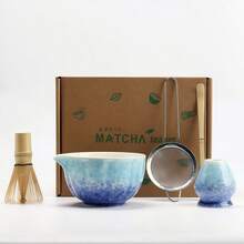 5pcs/Set Matcha Bowl Kiln Changing Ceramic Japanese Matcha Whisk Tool Kit, Matcha Set With Tea Powder Brush - Multicolor - View 5