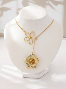 1 colar com pingente floral vazado e metal para mulheres, ideal para uso diário, férias, casual, encontros, pode ser um presente para mãe ou esposa