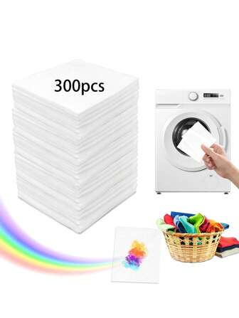 120/240/300pcs Laundry Color Absorption Paper,Prevent Clothing Color Transfer And Fading, Maintain Original Color, Suitable For Washing Clothes, Sheets, Curtains, Fabrics And Household Items In Washing Machine, Home And Dorms