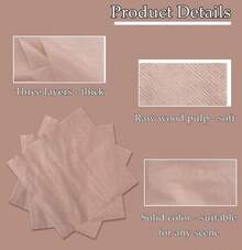 50 Pieces 3-Ply Rose Gold Napkins Disposable Folded 5 X 5 Inches Cocktail Napkins Paper Napkins For Dinner Wedding Birthday Party Dessert Napkins - 金色 - 查看 6