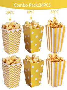 48pcs/24pcs/12pcs/1pc Gold Foil Popcorn/Candy Gift Box Suitable For Wedding, Birthday Party, Carnival Party, Baby Shower, Movie Theater, Back To School Valentine Day