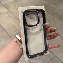 Double-Sided Rhinestones Suitable For IPhone 16 Pro/15 Phone Cases, Shimmering Apple 14/13, Transparent TPU 11/12, Edge Rhinestones - White - View 3