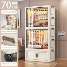 5/4/3/2/1 Layer Simple Folding Wardrobe Closet, Clothes Storage Cabinet For Bedroom, Living Room, Rental Apartment OrganizationFor Women Storage Organizer Travel Essentials Back To School Dormitory Storage