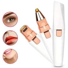 1 pieza Recortador de cejas eléctrico 2 en 1 para mujer, mini removedor de vello facial portátil con luz LED